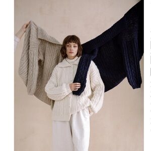 YAGA Layer Cardigan, Navy, Handknit Sweater